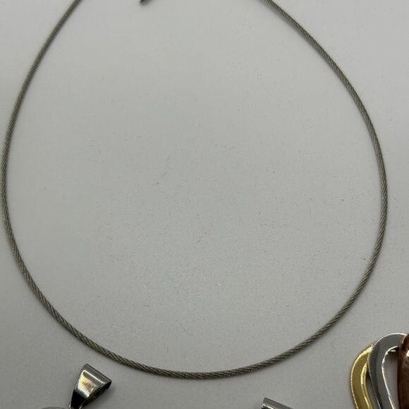 Milor Italy Steel by Design Set of 3 Pendants w Adjustable Necklace Heart Circle - Picture 3 of 8